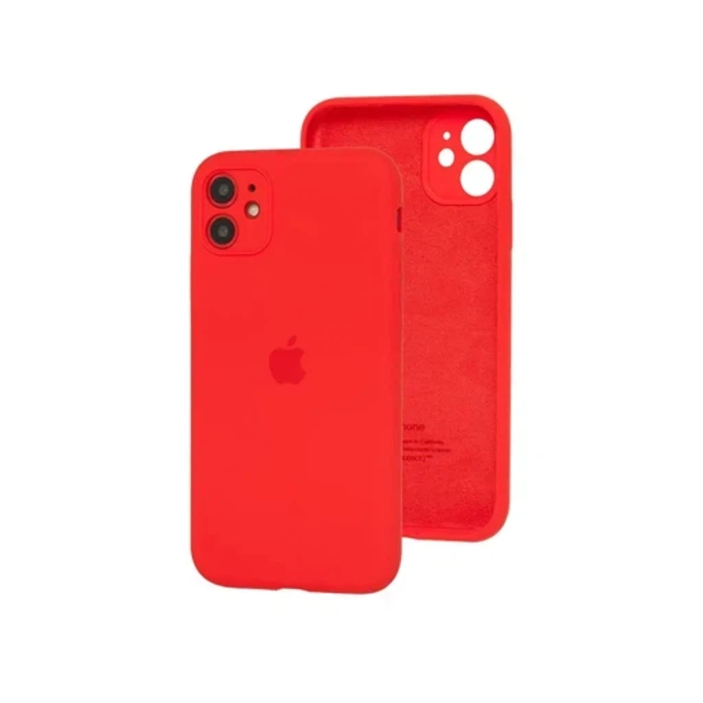 Чехол Silicone Case с закрытым низом и защитой камеры для Iphone 11 (Квадратные грани)